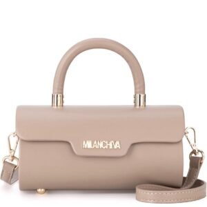 MILANCHIVA Taupe Beige Cylindrical Handbag
