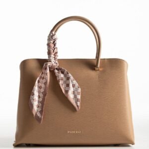 PUAFELI Women’s Premium Nude Beige Tote Handbag with Silk Scarf