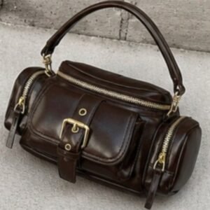 Luna Luxe Metallic Dark Brown Handbag