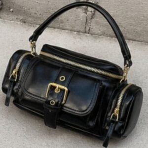 Luna Luxe Metallic Black Handbag