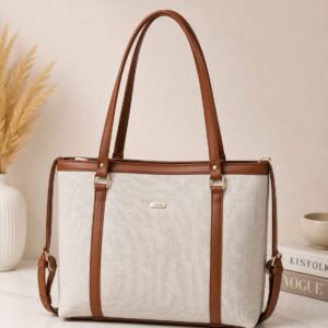 BagStreet Linen Canvas Laptop Tote Bag