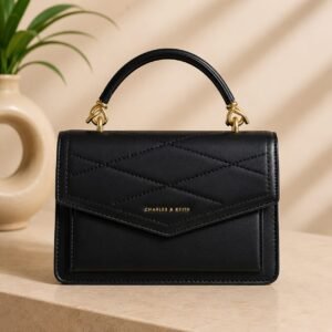 Quilted Envelope Top-Handle Bag Classic Black