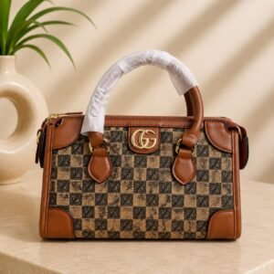 Elegant Brown & Beige Printed Handbag for Work
