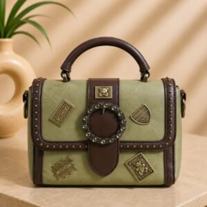 Bagstreet Structured Handbag with Vintage Sage-Green Accents