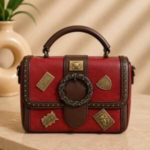 Bagstreet Structured Handbag with Vintage Gold-Tone Accents
