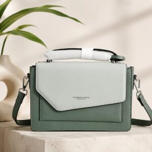 Bagstreet Colour-Block Flap Crossbody — Sage & Mint