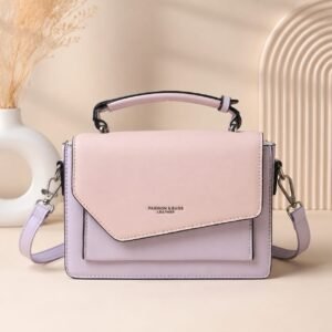 Bagstreet Colour-Block Flap Crossbody — Blush & Lilac