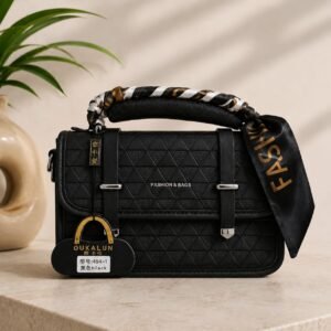 Bagstreet Twill-Wrapped Satchel — Classy Black