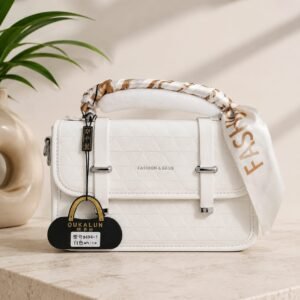 Bagstreet Twill-Wrapped Satchel — Classy White