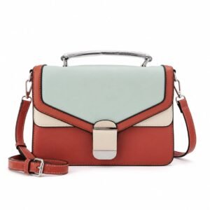 Bagstreet Colour-Block Structured Crossbody Rust, Mint & Cream