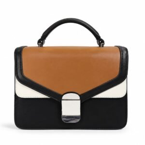 Bagstreet Colour Block Top-Handle Bag Tan, Cream & Black