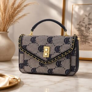 Noir Luxe Structure Monogram Handbag Classy Blue